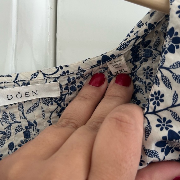 Doen Quincy blouse in Cream Jessamine Calico Floral. Size XXL - Picture 3 of 5